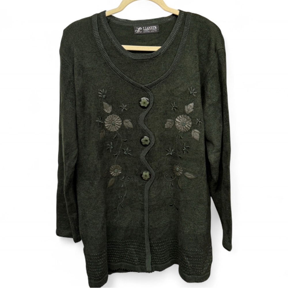 VTG Lianxin Advanced Sweaters Dark Forest Green, Floral